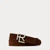 Ralph Lauren Rl-buckle Calf-suede Belt In Brown