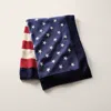 Ralph Lauren Rl Flag Cotton Throw Blanket In Blue