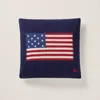 Ralph Lauren Rl Flag Cotton Throw Pillow In Blue