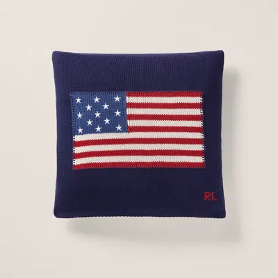 Ralph Lauren Rl Flag Cotton Throw Pillow In Navy In Blue