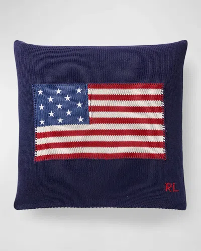 Ralph Lauren Rl Flag Decorative Pillow, 20" Square In Blue