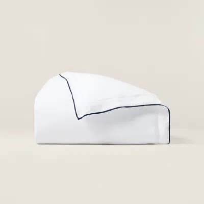 Ralph Lauren Rl Linen Contrast Duvet Cover In White/navy In Multi
