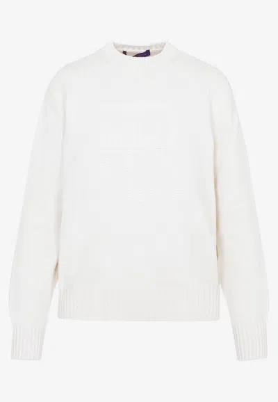 Polo Ralph Lauren Rl Logo Knitted Sweater In Off-white