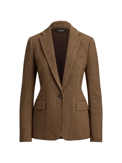 Ralph Lauren Rl67 Herringbone-pattern Single-breasted Blazer In Brown