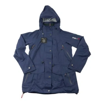 Pre-owned Ralph Lauren Rlx  Blue Womens Waterproof Hooded Golf Jacket Size M 498$