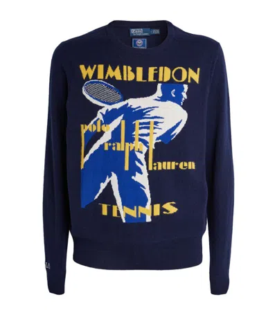 Ralph Lauren X Wimbledon Cashmere Sweater In Navy