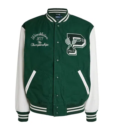 Ralph Lauren X Wimbledon Cotton Varsity Jacket In Green