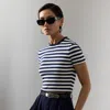 Ralph Lauren Robbin Striped Jersey Cropped Tee In Multi