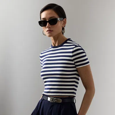 Ralph Lauren Robbin Striped Jersey Cropped Tee In Multi