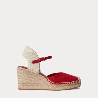 Ralph Lauren Robby Canvas & Jute Espadrille In Festive Red/natural In Blue