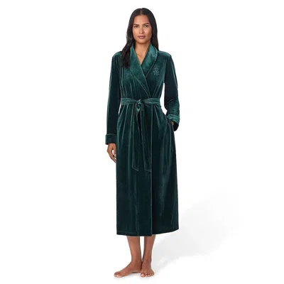 Ralph Lauren Robe Womens Small Green Velvet Shawl Collar Sleepwear Jdm405 (green,regular,s)