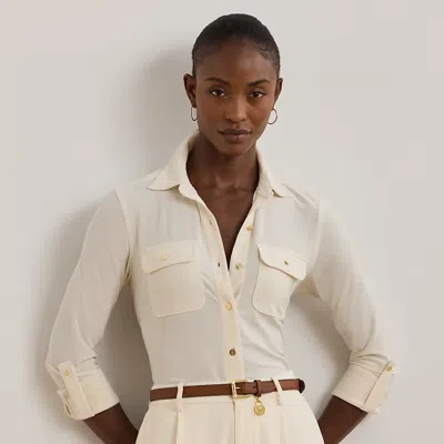 Ralph Lauren Roll-tab Sleeve Shirt In Mascarpone Cream
