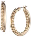 Ralph Lauren Gold-tone Ribbed Medium Hoop Earrings, 1.1"