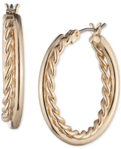 RALPH LAUREN ROPE TWIST MEDIUM HOOP EARRINGS, 1"
