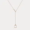 Polo Ralph Lauren Rose Gold Stirrup Lariat Necklace In K Rose Gold