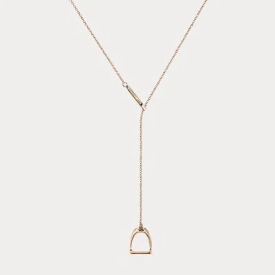Polo Ralph Lauren Rose Gold Stirrup Lariat Necklace In K Rose Gold
