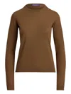 Ralph Lauren Cashmere Jersey Crewneck Sweater In Brown