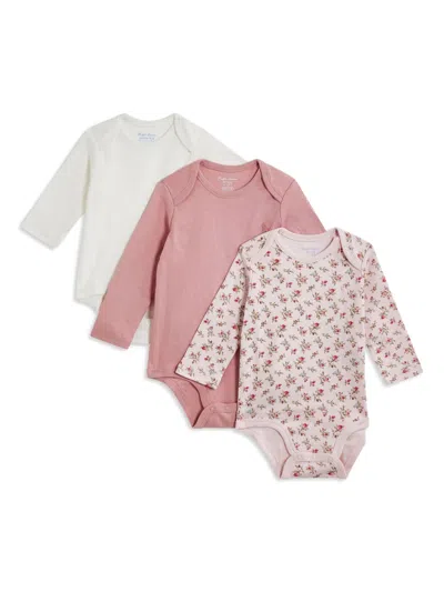 Polo Ralph Lauren Round-neck Cotton Babygrow Set In Pink
