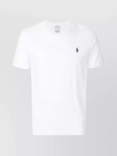 Ralph Lauren Round Neck Logo Embroidered T-shirt In White