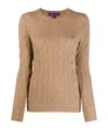 Polo Ralph Lauren Logo-embroidered Cable-knit Jumper In Nude