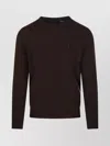 Ralph Lauren Round Neck Sweater With Ribbed Cuffs And Hem In Brown