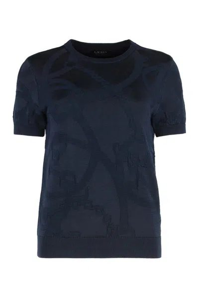 Ralph Lauren Round Neck T-shirt In Viscose Blend In Blue