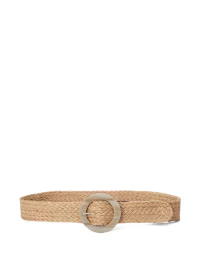 Ralph Lauren Round-buckle Woven Belt In Pink