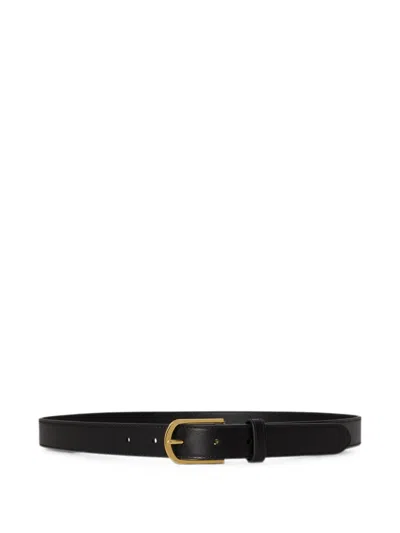 Ralph Lauren Rounded-buckle Leather Belt In Metallic