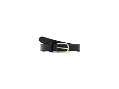 Ralph Lauren Rounded-buckle Leather Skinny Belt Women's Belts Black: Xl (40" Waist) In Pattern