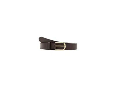 Ralph Lauren Rounded-buckle Leather Skinny Belt Women's Belts Chestnut Brown: Lg (37" Waist)