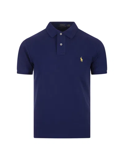 Ralph Lauren Royal Blue And Yellow Slim-fit Piquet Polo Shirt