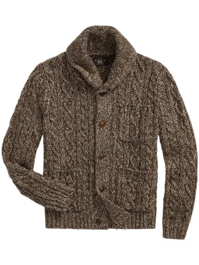 Rrl Cable-knit Cardigan In Brown