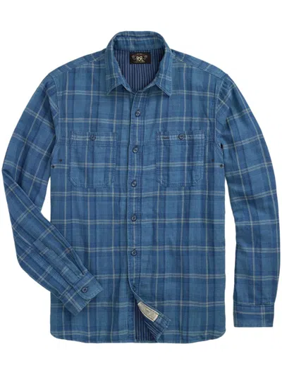 Rrl Check Pattern Long-sleeve Shirt In 蓝色