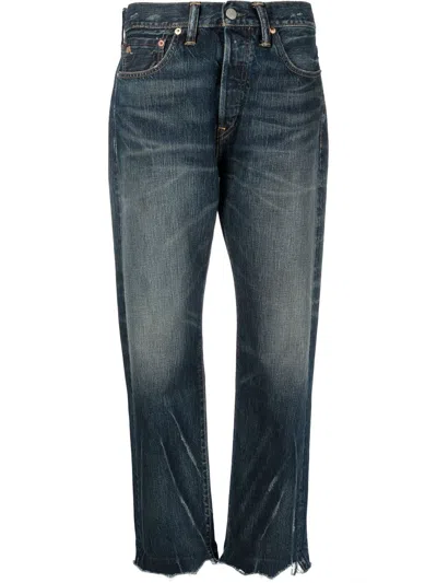 Rrl Cropped Straight-leg Jeans In Blau