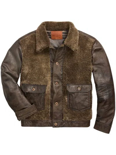 Rrl Distressed Leather Jacket In Black