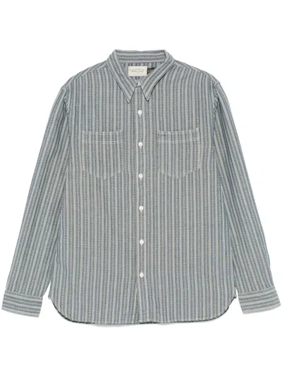 Rrl Dobby-stripe Shirt In Blue