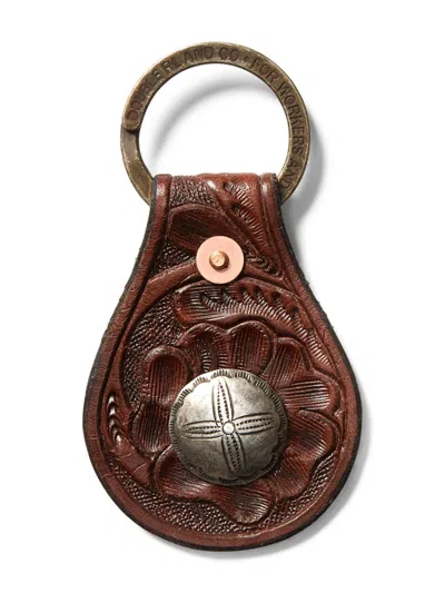 Rrl Embossed Leather Key Ring In Brown