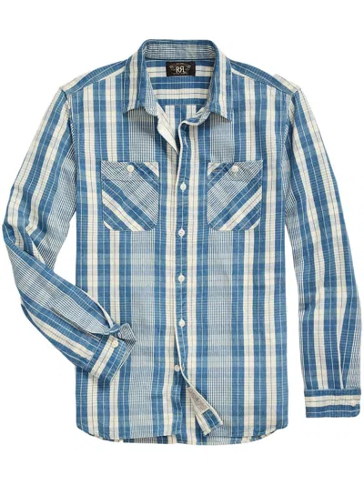 Rrl Farrell Cotton-linen Shirt In Blue