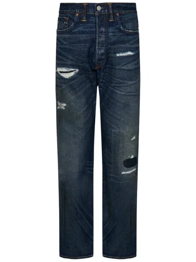 Polo Ralph Lauren Ralph Lauren Rrl Five Pocket Distressed Jeans In Blue