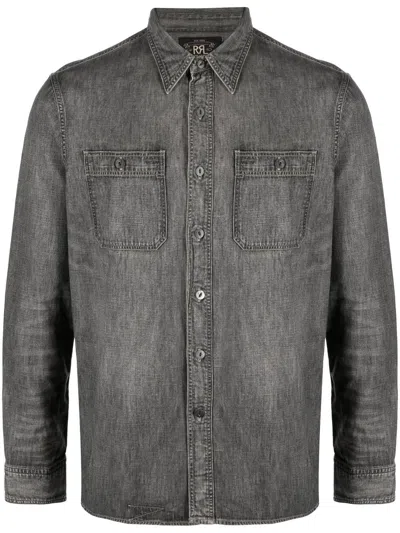 Rrl Harvest Long-sleeve Cotton Shirt In Weiss