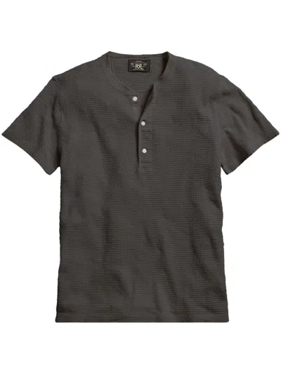 Rrl Henley Cotton T-shirt In Grey