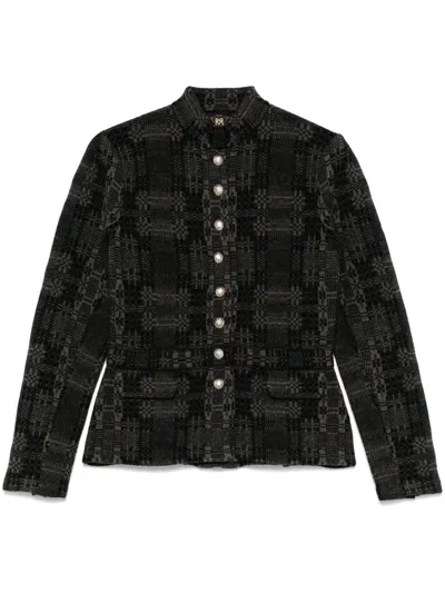 Rrl Jacquard-pattern Cardigan In Black