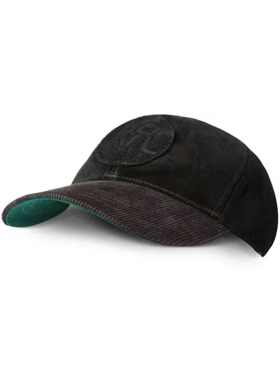 Ralph Lauren Rrl Logo-patch Suede Baseball Cap In Black