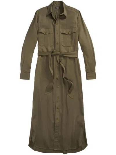 Rrl Long-sleeve Midi Dress In Green