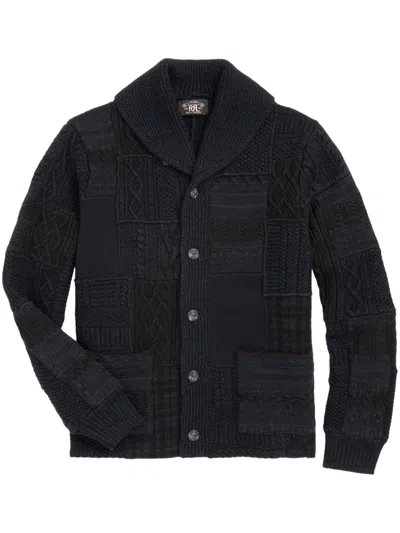 Rrl Patchwork Cardigan In Black