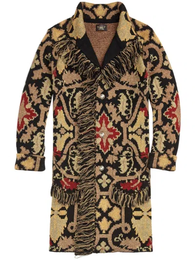 Rrl Patterned-intarsia Cardigan In Neutrals