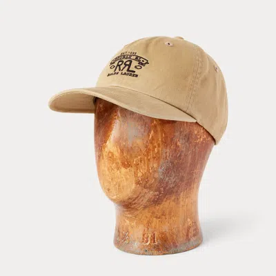 Ralph Lauren Rrl Ranch Logo Twill Ball Cap In Khaki In Brown