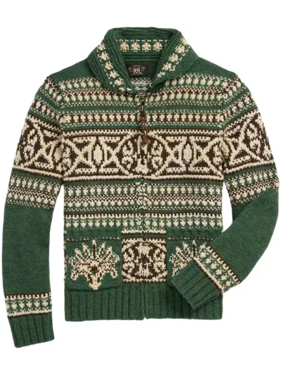 Rrl Shawl Card-long Sleeve-cardigan In Green