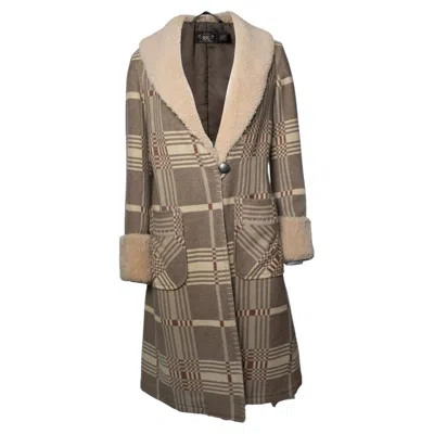 Pre-owned Ralph Lauren Rrl, Shearling-collar Jacquard Coat In Gray