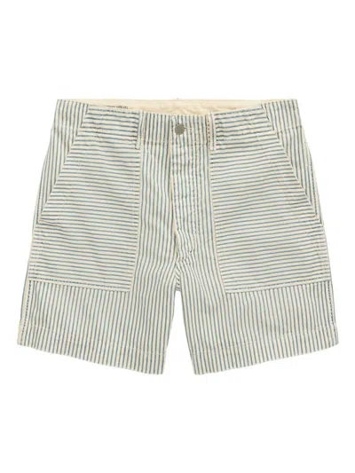 Rrl Striped Denim Shorts In Blue